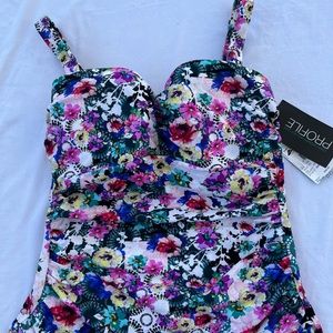 NWT Gottex Fuji floral tankini Swimsuit top 36D Medium